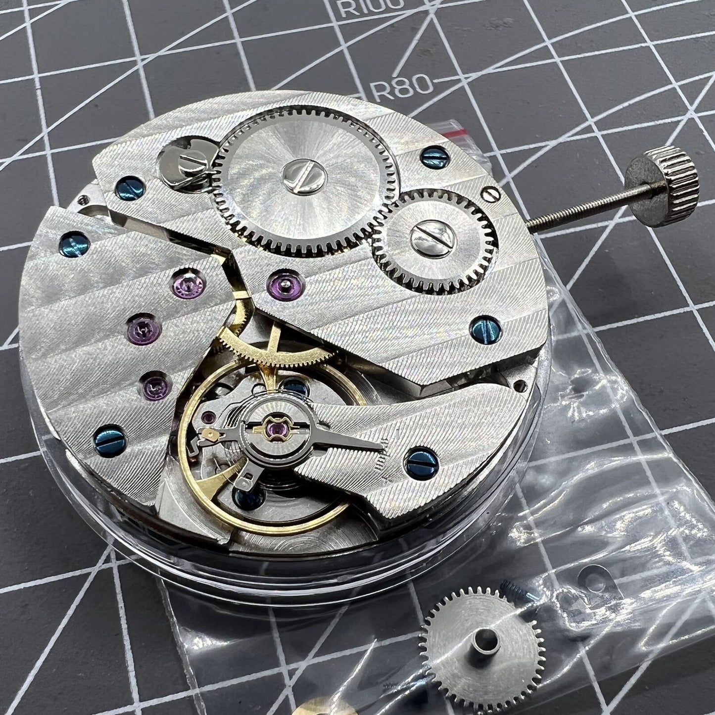 Seagull 6497 ST3600 mechanical hand winding watch movement with second hand at 6 o'clock, precise timepiece component.