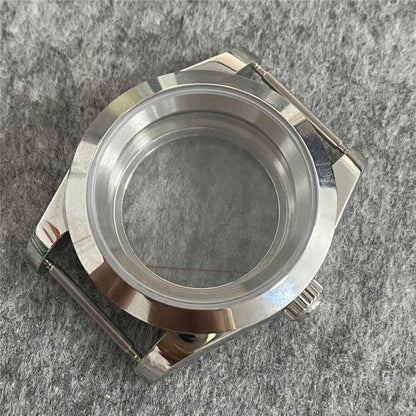 Transparent 39MM sapphire glass watch case for NH35/NH36 with stainless steel frame, durable style.