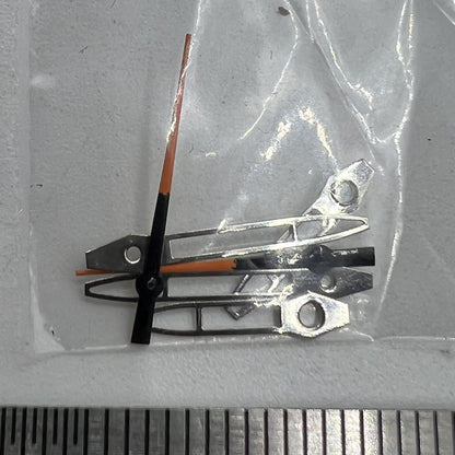 Silver trimmed hollow arrow watch hands, 13mm, compatible with Miyota 2315, 2035, 2036, 2115, 2305 movements for precise repairs.