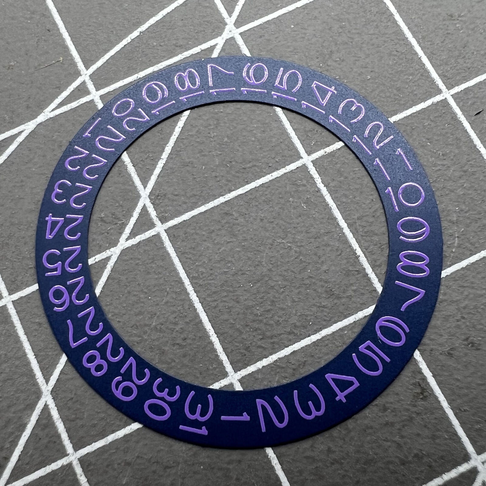 Denim blue background lilac purple font disk date wheel for Miyota NH35 NH36