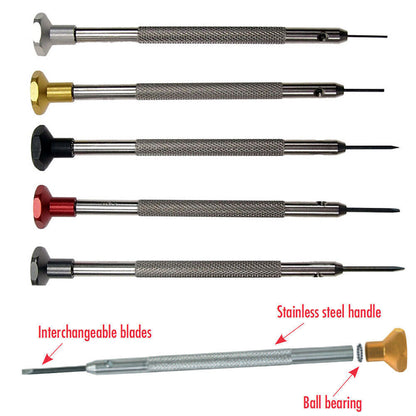Horotec MSA01.201 Watchmaker Screwdriver Light Blue Aluminium Head Ball Bearings
