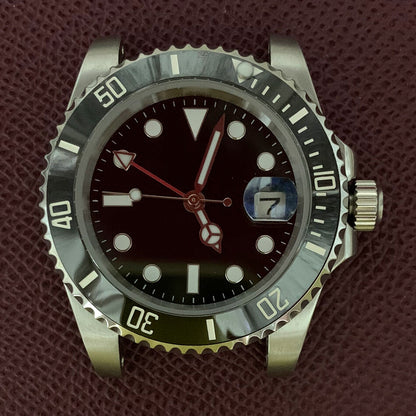 Boîtier de montre GMT 40 mm en acier inoxydable 3804 316L, verre saphir, aiguilles lumineuses