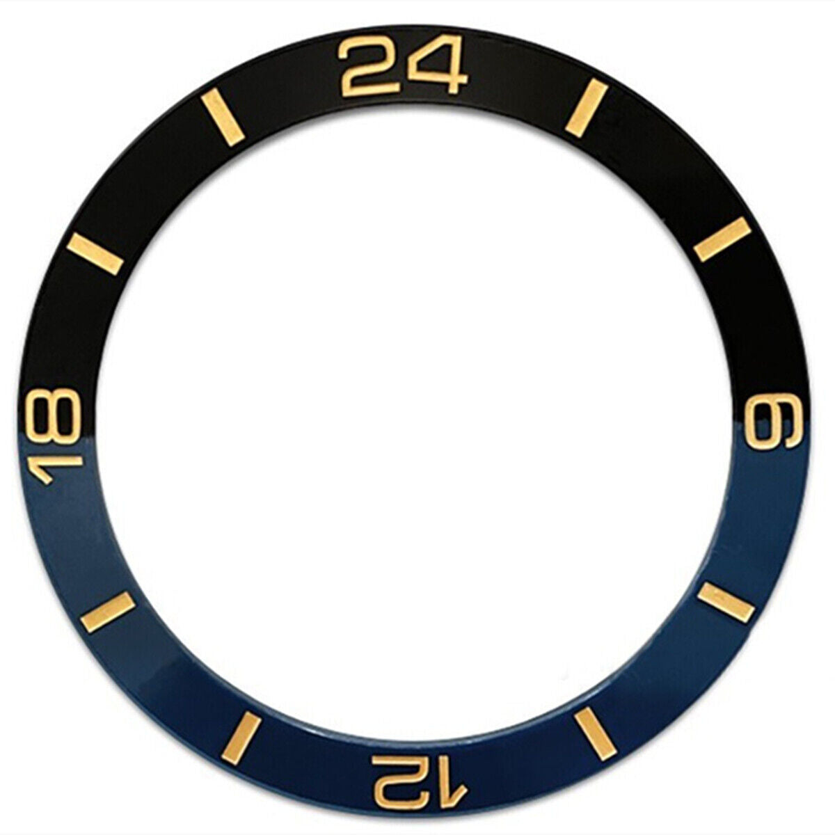38 mm dunkelblau + schwarz Halbmaßstab Keramik poliert Uhr Lünette Fit SUB007 Uhr 