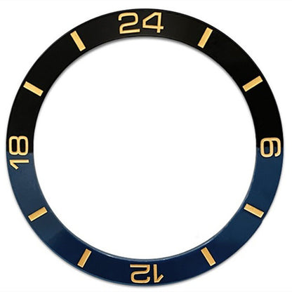 38 mm dunkelblau + schwarz Halbmaßstab Keramik poliert Uhr Lünette Fit SUB007 Uhr 