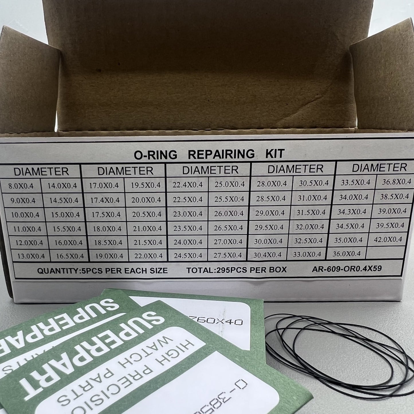59 Größen 295pcs 0,4 mm Dicke wasserdicht o Ring Kit Watch Back Dichtung Unterlegscheiben