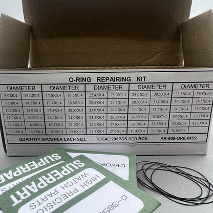 59 Größen 295pcs 0,4 mm Dicke wasserdicht o Ring Kit Watch Back Dichtung Unterlegscheiben