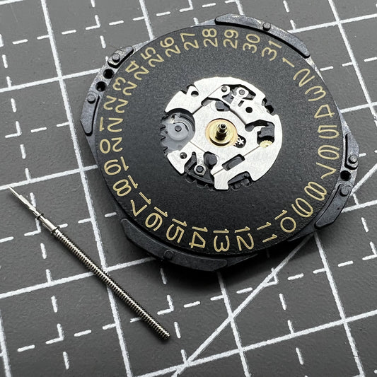 2 Stück Hattori VX42 VX42E Quarzwerk Goldenes Zifferblatt Tagposition 3 Uhr