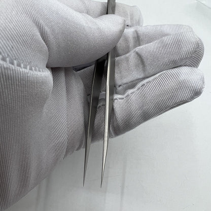 Swiss Bergeon 7026-3 antimagnetic fine hairspring tweezers for precise watch repair.