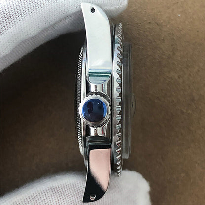 39.5MM stainless steel watch case with matching strap for NH35/NH36 movements, durable and stylish accessory.