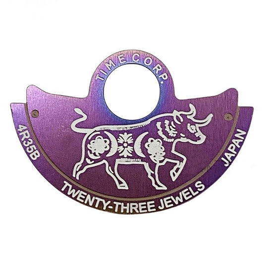 Ox White China Zodiac rotor overlay for NH35 NH36 7S26 movements, vibrant chromatic design