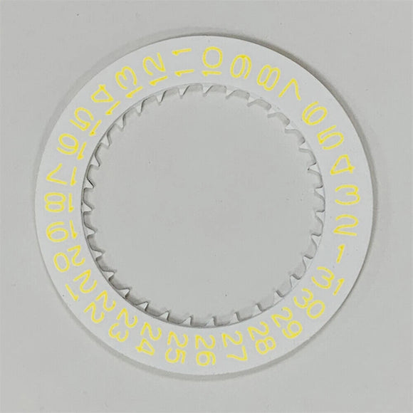 White Background Yellow Character Disk Date Wheel for NH35 NH36 Date Watch Part