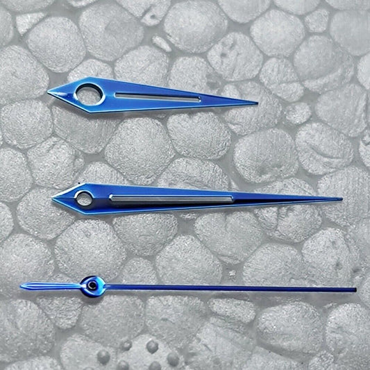 Aiguilles de montre creuses polies bleues 10 × 15 × 15 mm pour mouvement HANGZHOU2350