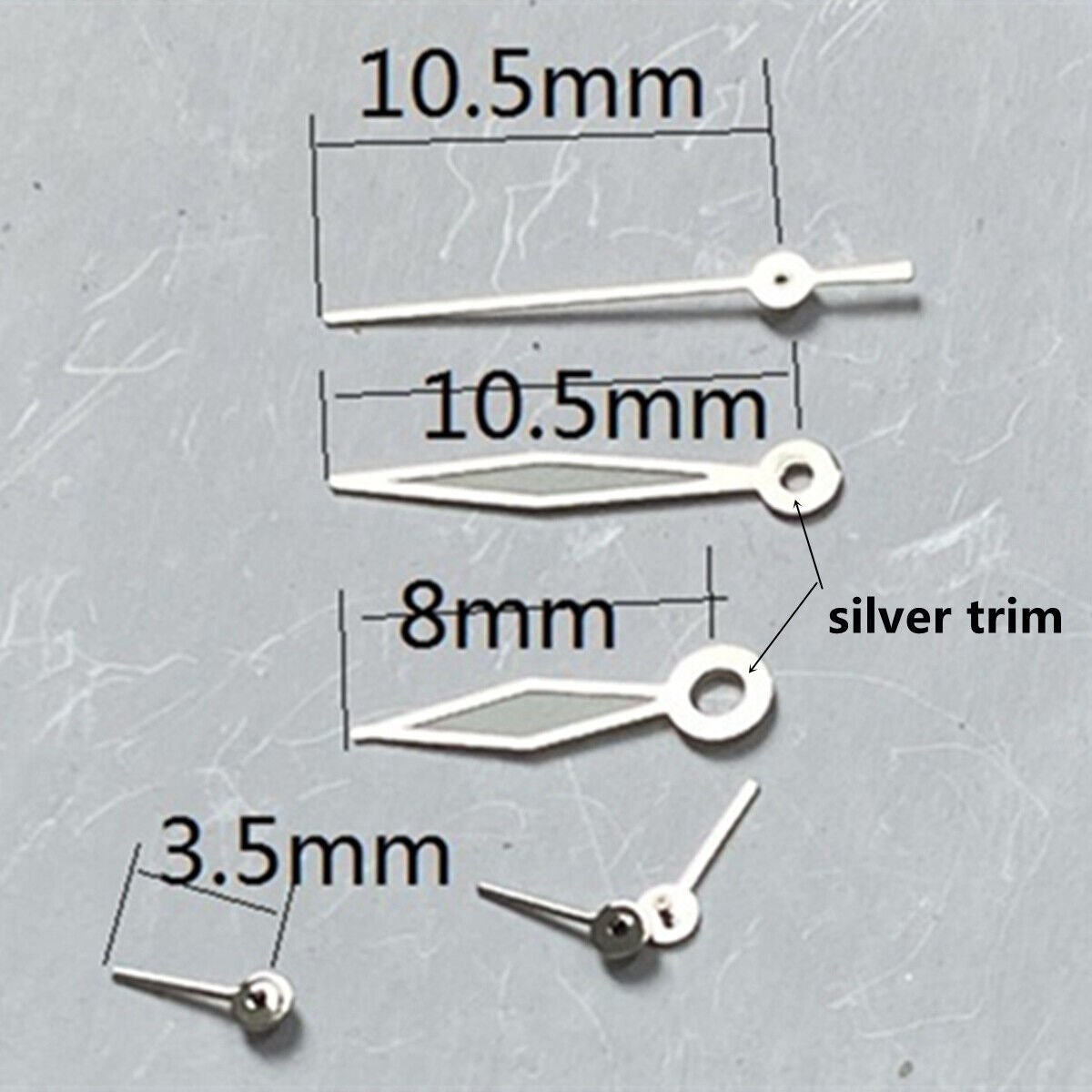 Green Lume diamond-shaped watch hands, 10.5mm for VD53 VD54 VD57 movements, enhancing visibility and style.