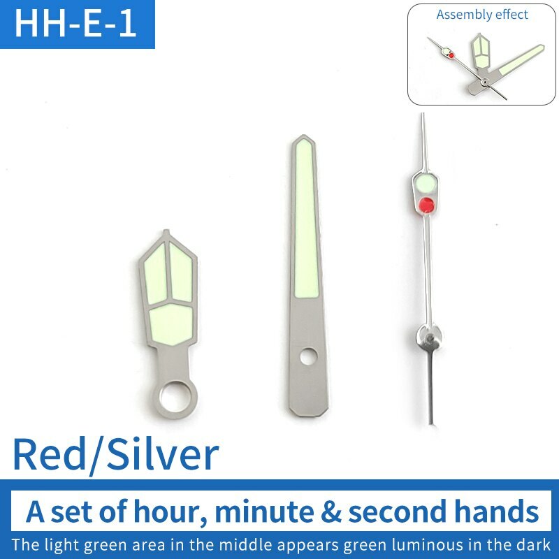 Green luminous watch hands set for NH15 NH36 movements, perfect for Seiko SKX007 SKX009 models.