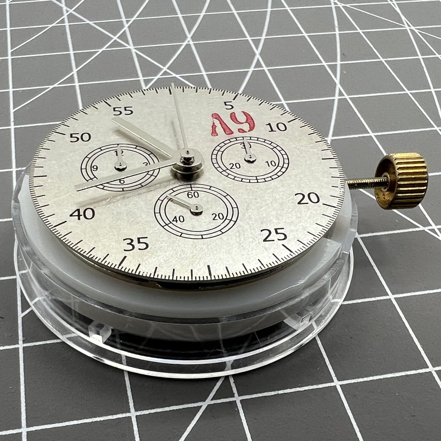 ETA #7750 automatic chronograph movement with 3-6-9 dial layout, precision watch accessory component.