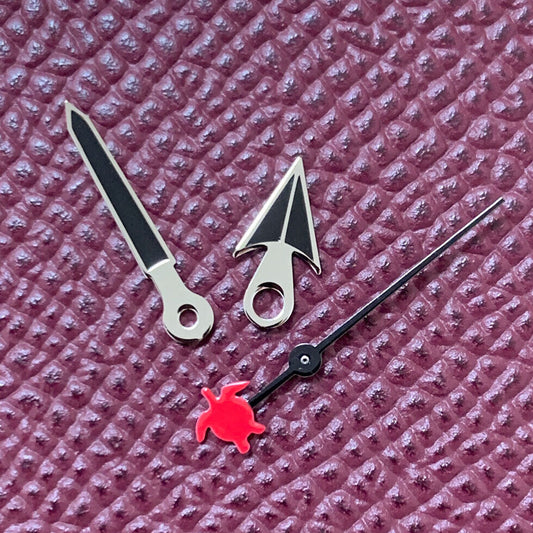Black watch hands set for NH35/NH36/4R36 movement with Turtle/Fish second hand.