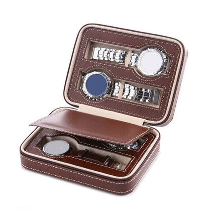 2/4/8 Grids Portable Watch Box Case Organizer PU Leather Zipper Watch Display