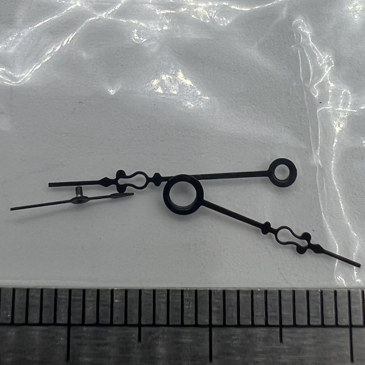 Small black floral watch hands by Seagull, compatible with ST3600/ST3621/ETA6497/6498 movements, stylish accessory.