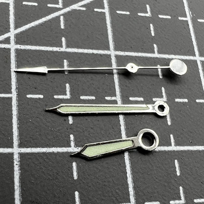 Green luminous watch hands set for Miyota 2035 series, enhancing visibility and style, 2 sets per pack.
