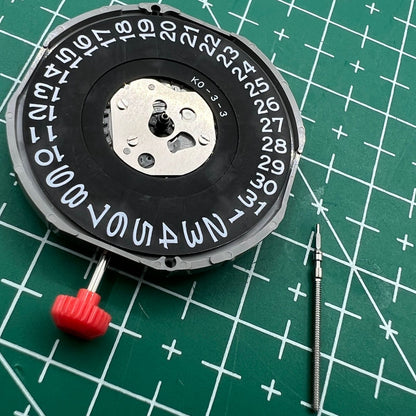 Miyota 2415 quartz movement with black date disk at 3 o?clock, Japan-made watch accessory by Miyota.