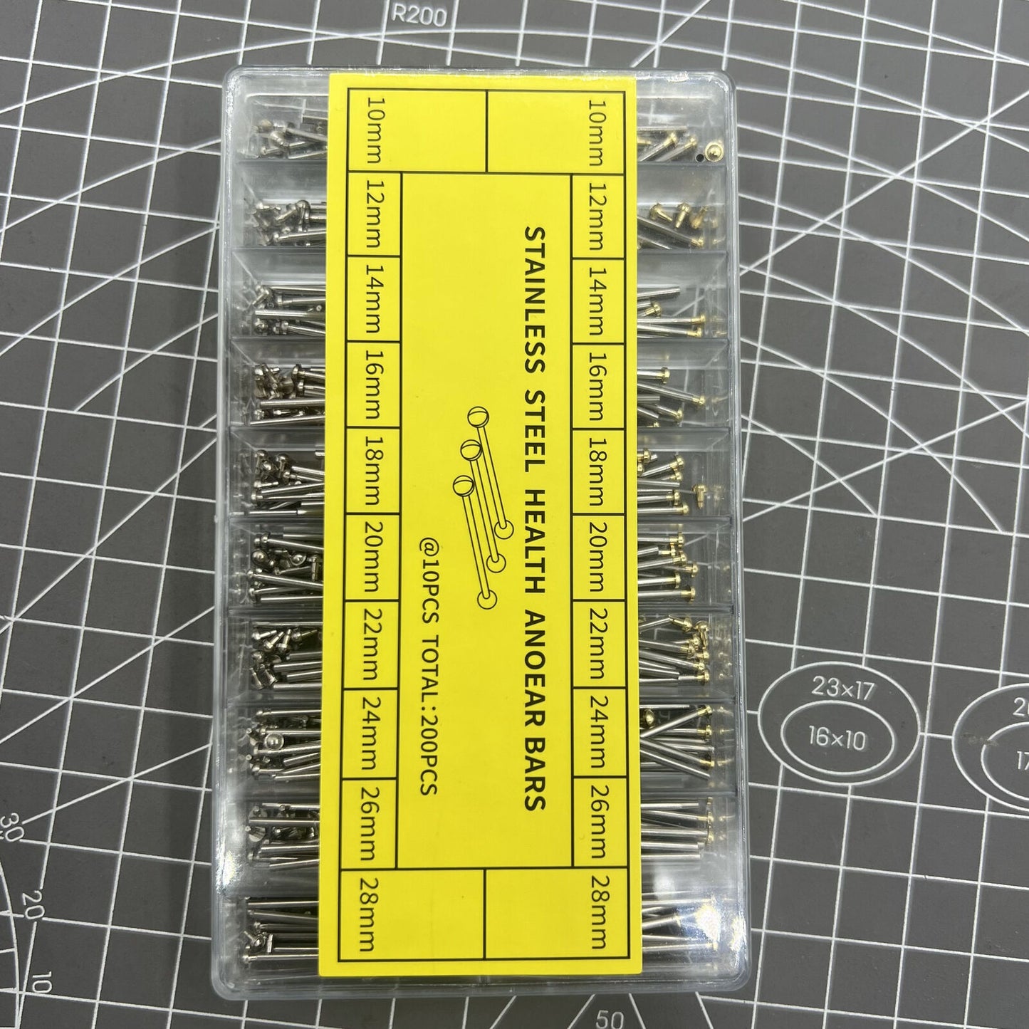 200PCS watch strap screws and link pins kit, assorted sizes 10-28mm for band repairs.