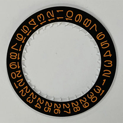 Orange font date disk wheel on black background, compatible with NH35 watch movement