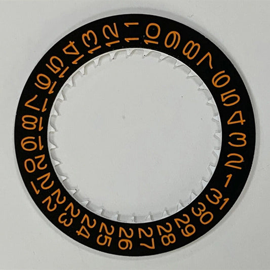 Orange font date disk wheel on black background, compatible with NH35 watch movement