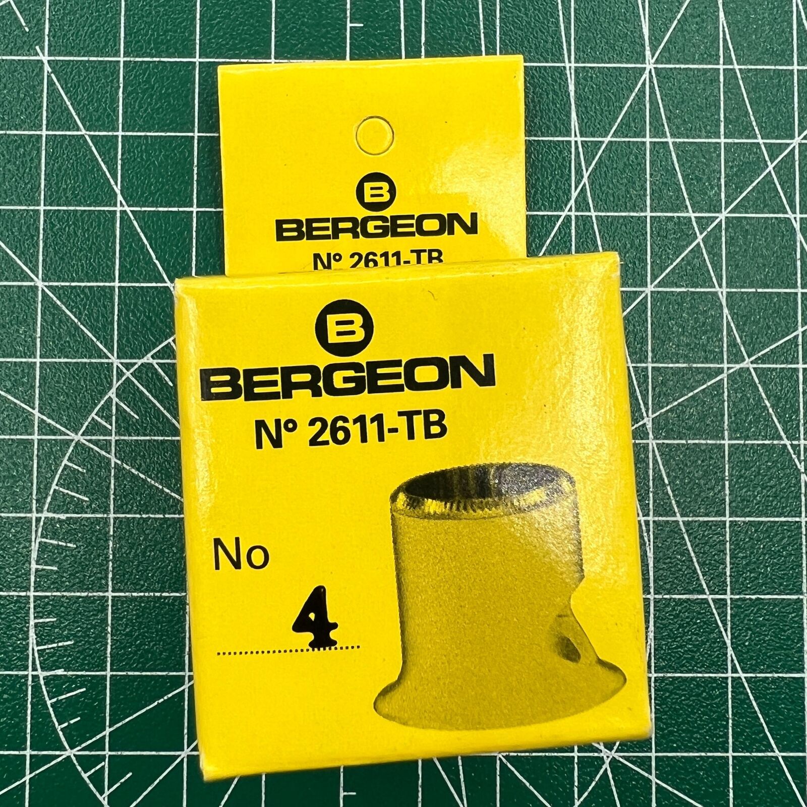 Swiss Bergeon 2611-TB-4 loupe with 2.5x magnification for precise watch accessory inspection and repairs.