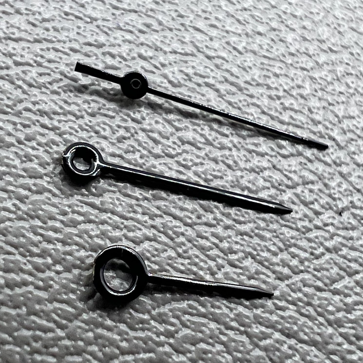 Black watch hands set for Miyota 2035 movement, sizes 11mm, 9mm, and 7mm, precision fit accessory.