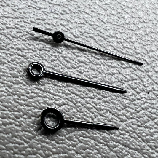 Black watch hands set for Miyota 2035 movement, sizes 11mm, 9mm, and 7mm, precision fit accessory.