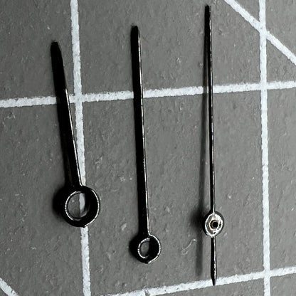 Black NO.1519 watch hands set for Miyota 2035, sizes 14mm/12mm/9mm, precision accessory.