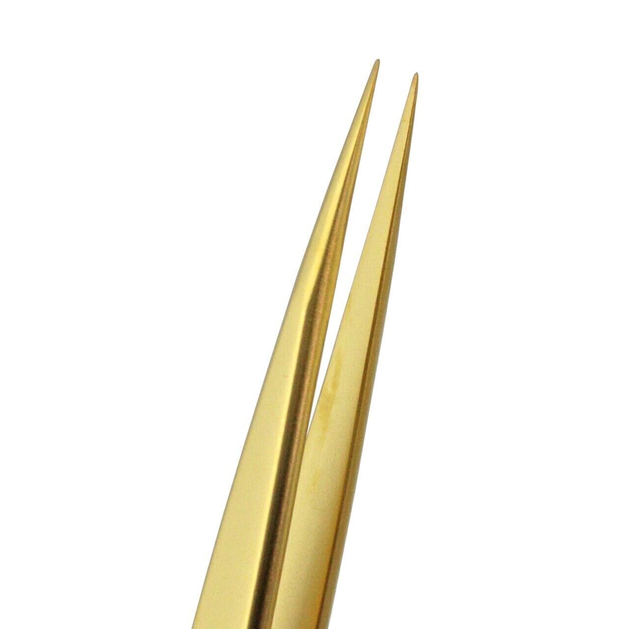 Bergeon 7029-2AM-GF gold plated antimagnetic brass tweezers for precise watch parts handling and repair.