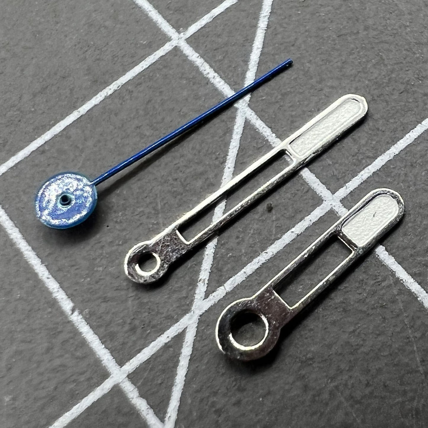 Luminous silver trim blue second watch hands compatible with Miyota 2035 movement, 12mm length by Brand #1521.