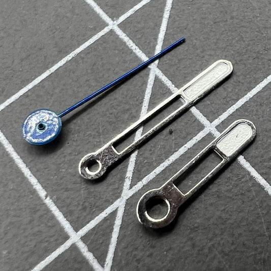 Luminous silver trim blue second watch hands compatible with Miyota 2035 movement, 12mm length by Brand #1521.
