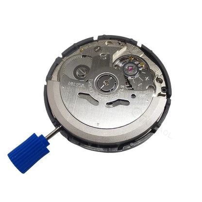 Seiko NH35A automatic watch movement with black date wheel at 6 o'clock, 24 jewels, high precision components.