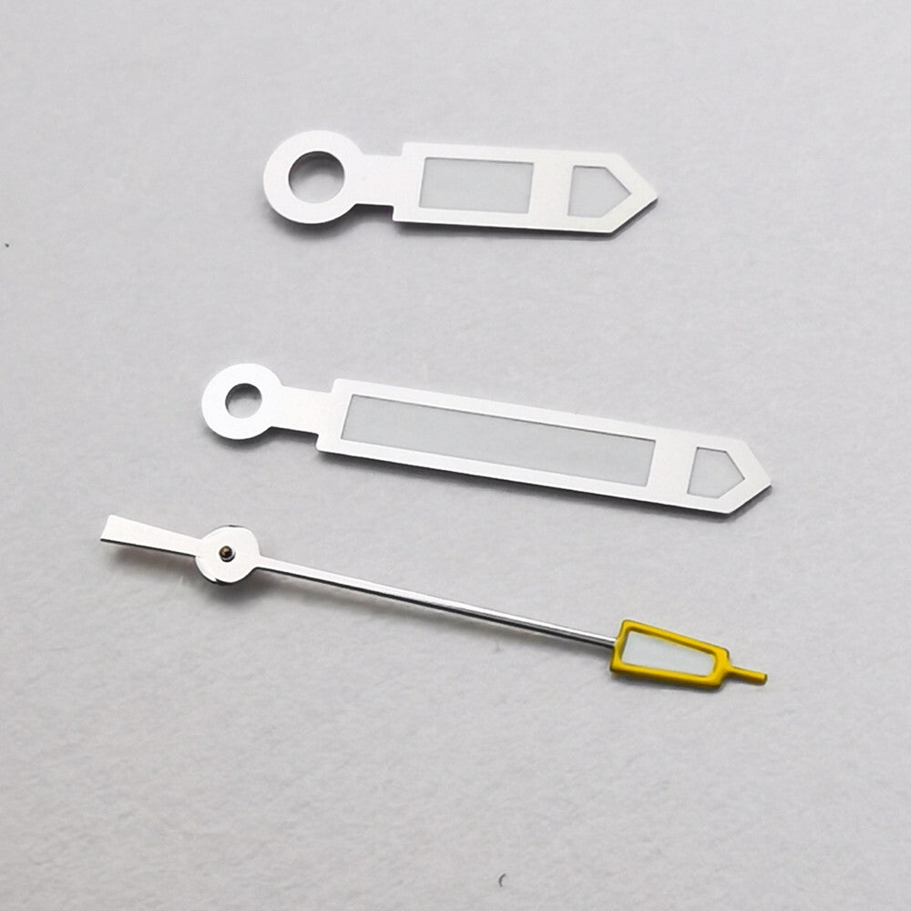 Silver trim yellow pointed second hand for NH35 NH36 watch movement, enhancing precision and style.