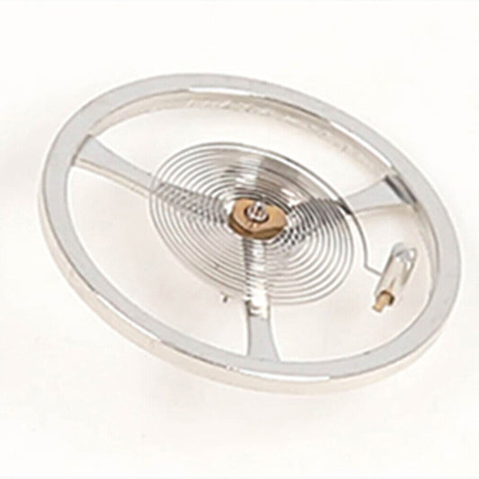 Silver balance wheel with hairspring for Movement 2189 watch repair, precision spare part.