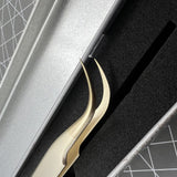 High Quality Stainless Steel Tweezers Golden Curved Elbow Forceps