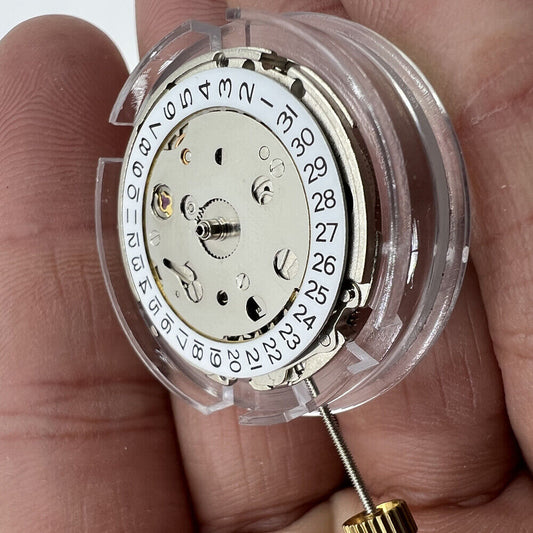 Dandong Silver automatic mechanical watch movement by China Made with second stop feature for precise timekeeping