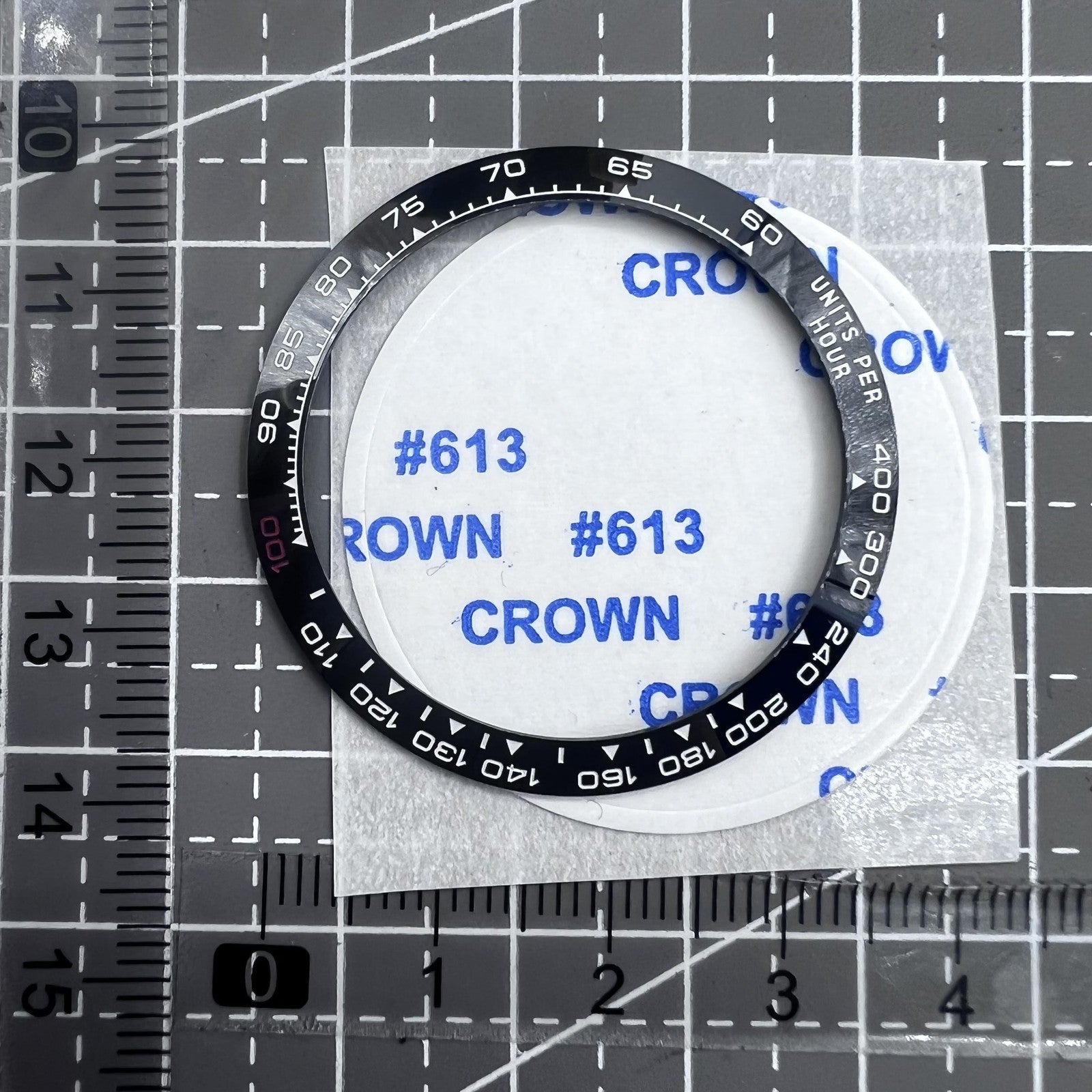 Ceramic bezel 37.65mm black, white, red with 100 marking for Daytona watch accessories by Keramik.