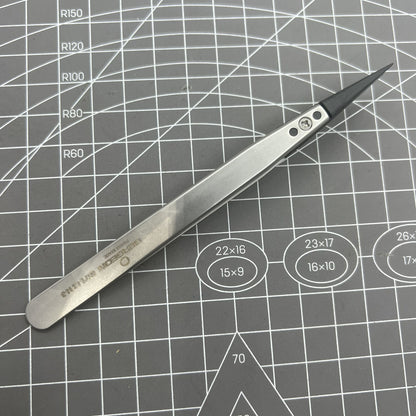 Swiss Bergeon 6571-CFR-3 precision tweezers with replaced CFR 3 ends for delicate watch repair tasks.
