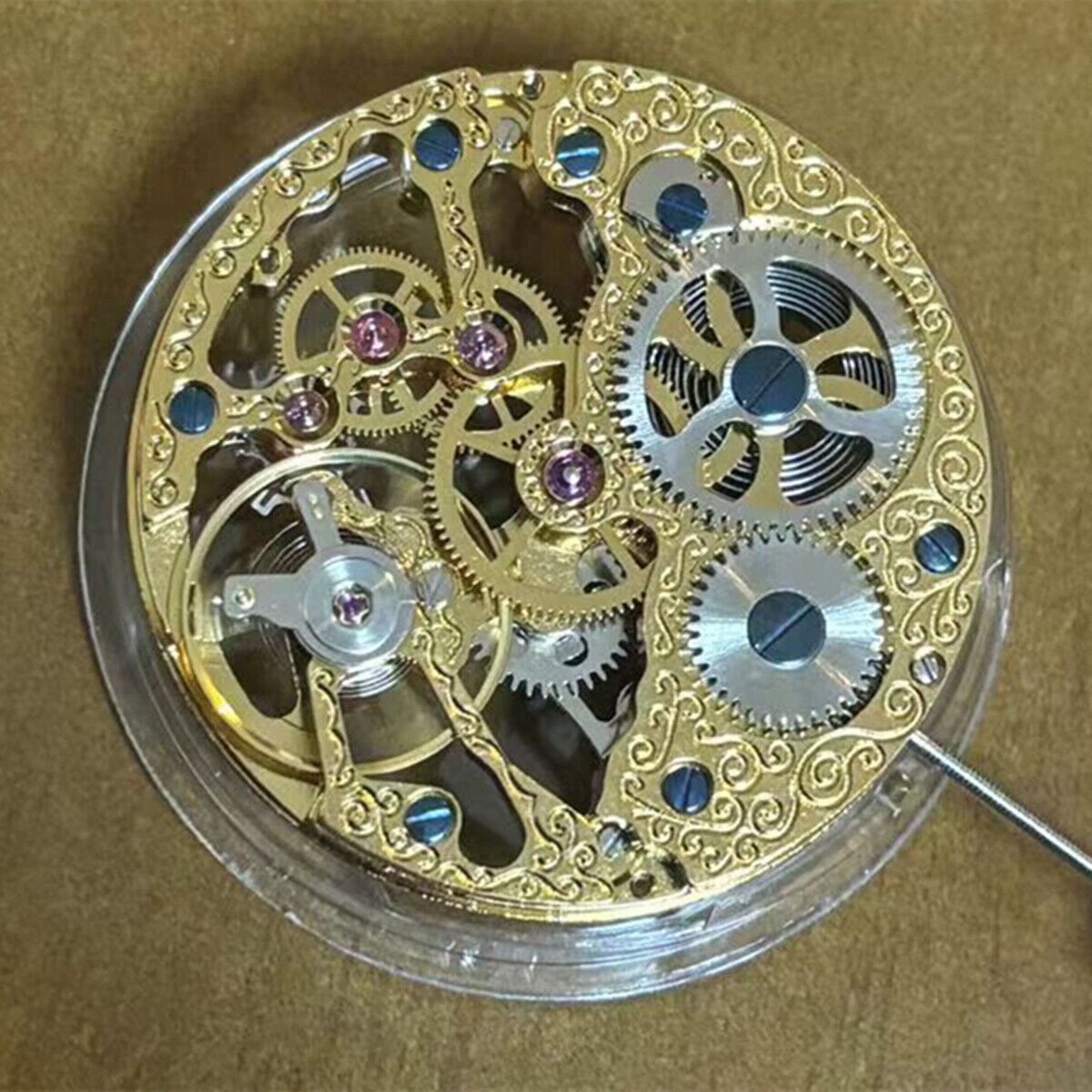 ST3600 China Made 6497 golden hollow mechanical watch movement for hand-winding watch repair.