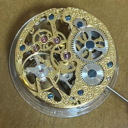 ST3600 China Made 6497 golden hollow mechanical watch movement for hand-winding watch repair.