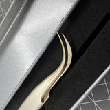 High Quality Stainless Steel Tweezers Golden Curved Elbow Forceps