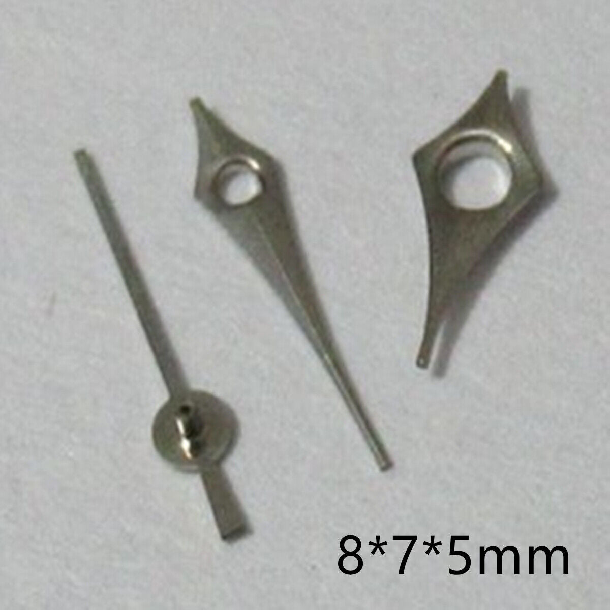 8mm silver pointed watch hands set compatible with Miyota 2035 2115 2105 2305 2315 movements.