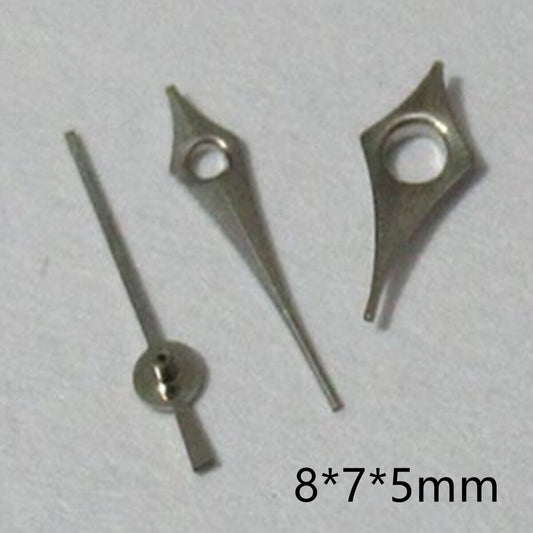 8mm silver pointed watch hands set compatible with Miyota 2035 2115 2105 2305 2315 movements.