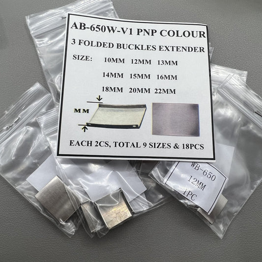 2 Sets/Pack 18pcs 9 Größen 3 gefaltete Uhrengurt Armband Schnallen Silber Extender