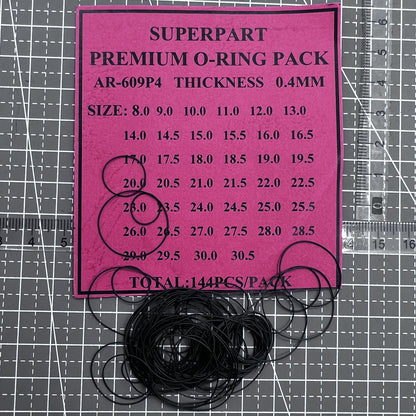 144pcs 0.4mm Thickness 40 Sizes Waterproof O Ring Kit Watch Back Gasket Washers