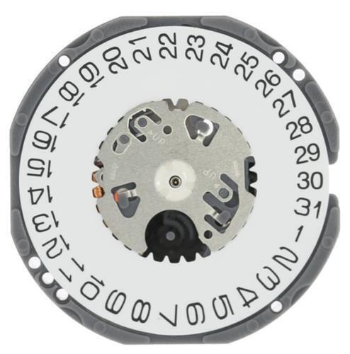 Hattori Epson TMI VJ32 quartz watch movement with date at 3 and 6, Japan made precision mechanism