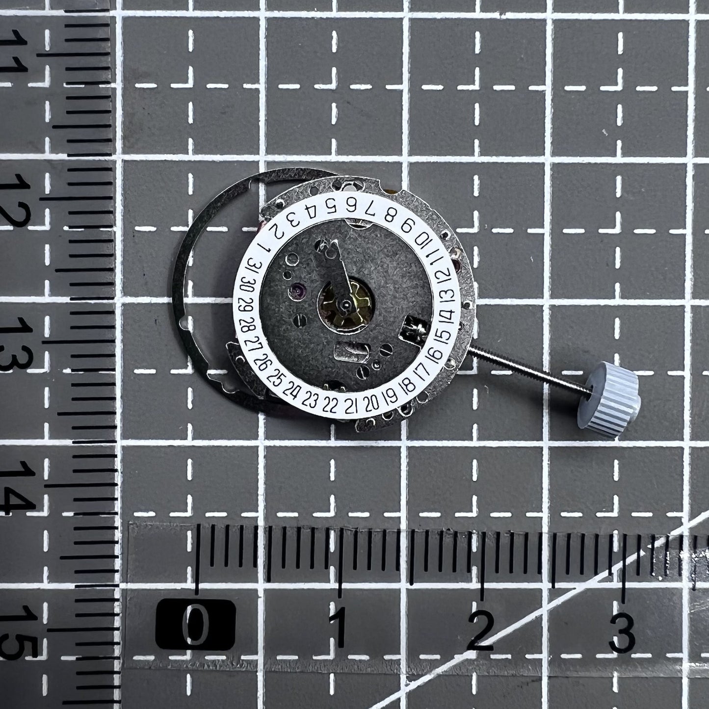 Swiss Quartz watch movement Ronda 775 with date at six o'clock, precise timekeeping by Ronda brand.